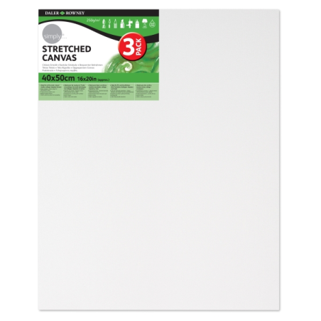 Lot de 3 cadres pour toile tendue Daler Rowney - 40 x 50 cm - Triple apprêt - Grain moyen - 100 % coton sans acide - 250 g