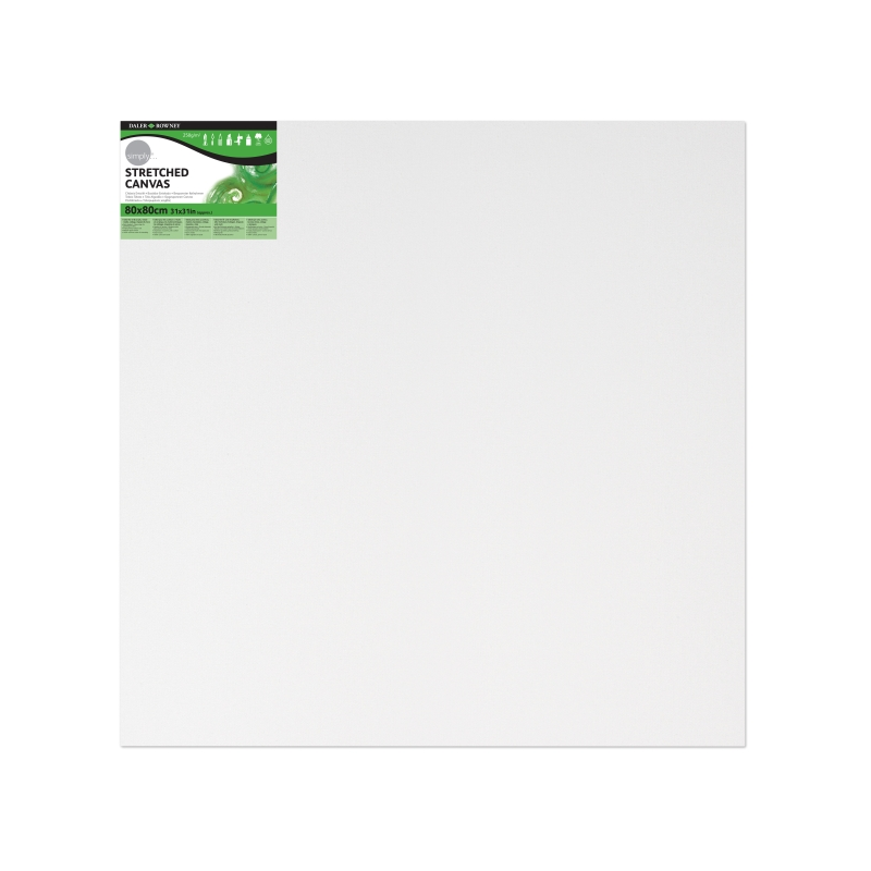 Toile tendue Daler Rowney - 80 x 80 cm - Triple apprêt - Grain moyen - 100 % coton sans acide - 250 g - Blanc
