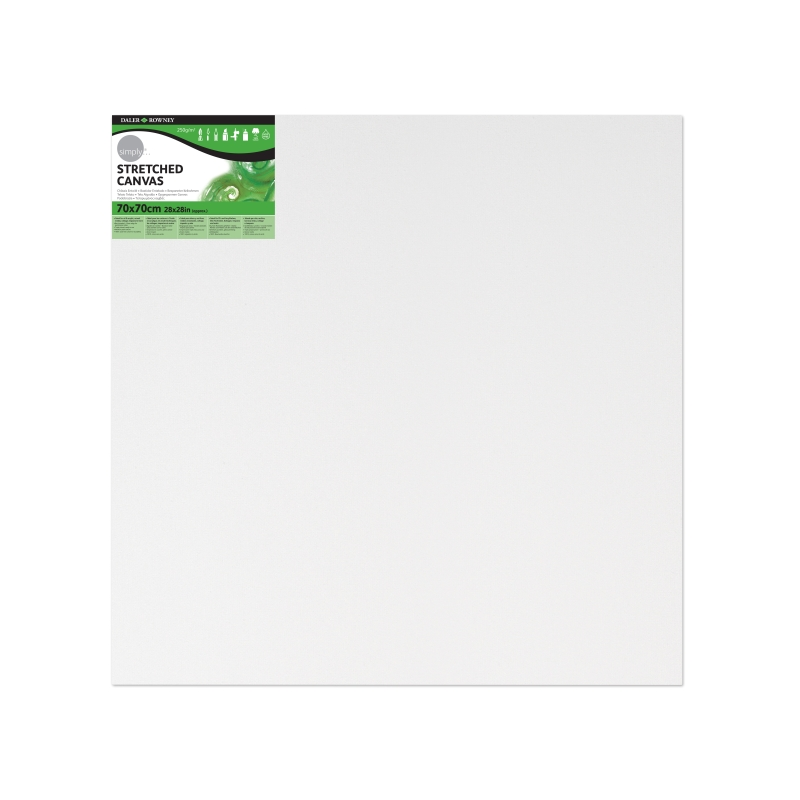 Toile tendue Daler Rowney - 70 x 70 cm - Triple apprêt - Grain moyen - 100 % coton sans acide - 250 g - Blanc