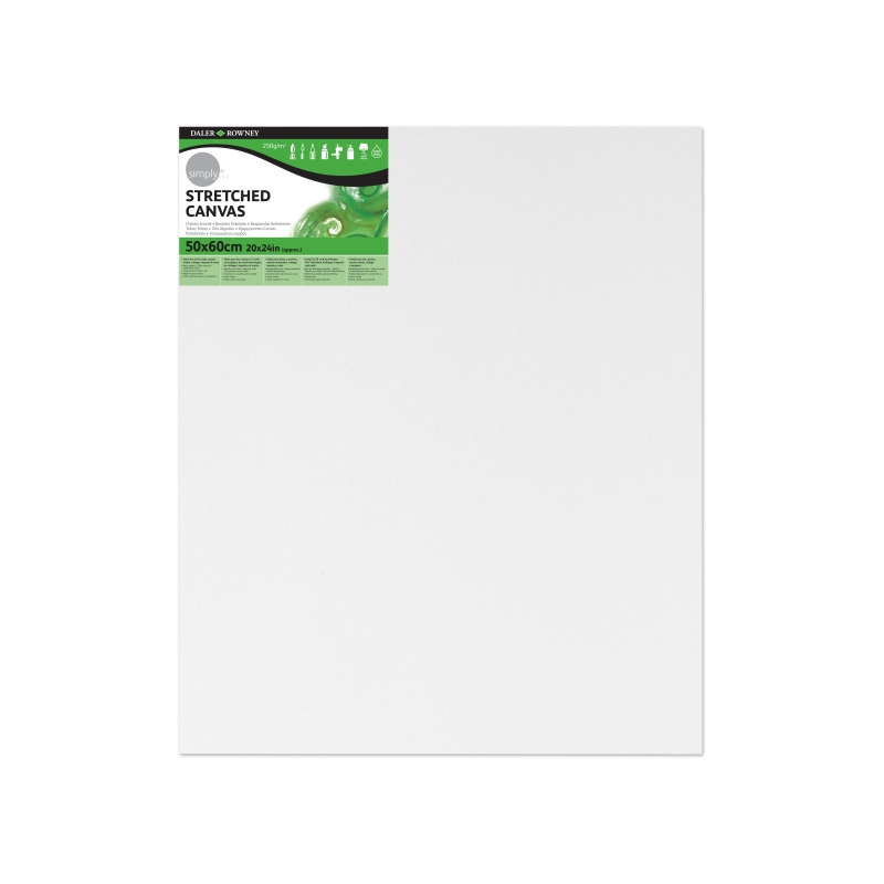 Toile tendue Daler Rowney - 50 x 60 cm - Triple apprêt - Grain moyen - 100 % coton sans acide - 250 g - Blanc