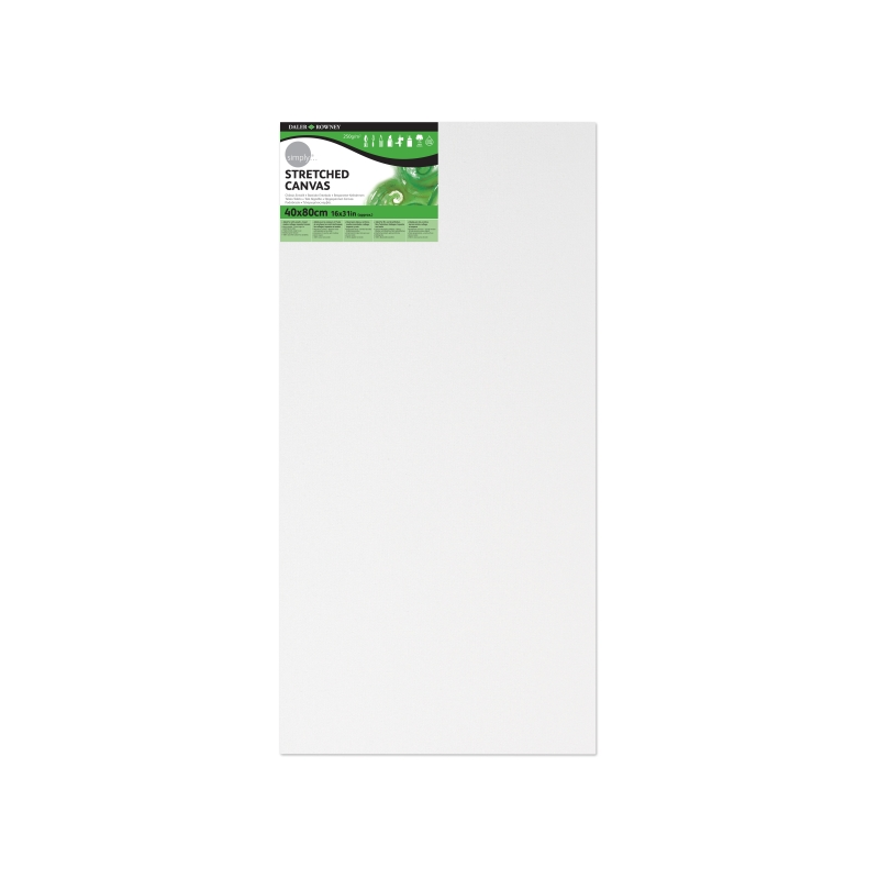 Toile tendue Daler Rowney - 40 x 80 cm - Triple apprêt - Grain moyen - 100 % coton sans acide - 250 g - Blanc