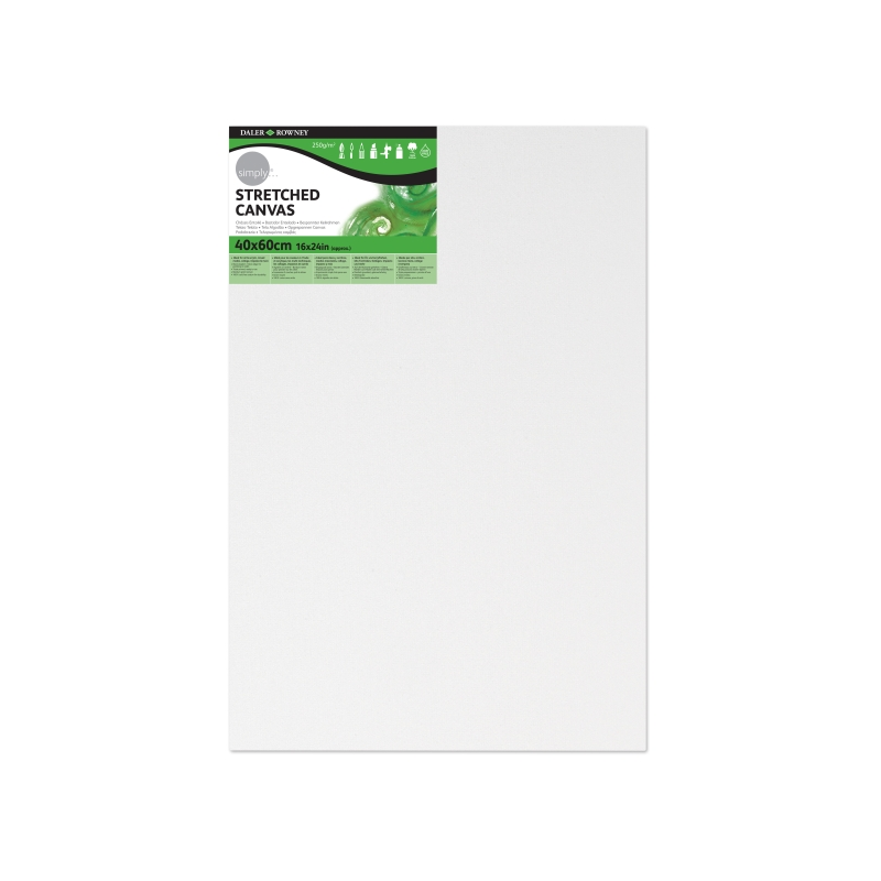 Toile tendue Daler Rowney - 40 x 60 cm - Triple apprêt - Grain moyen - 100 % coton sans acide - 250 g - Blanc