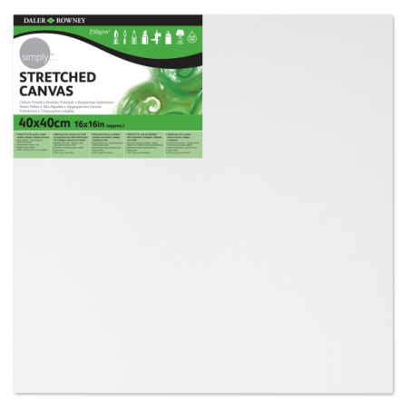 Toile tendue Daler Rowney - 40 x 40 cm - Triple apprêt - Grain moyen - 100 % coton sans acide - 250 g - Blanc