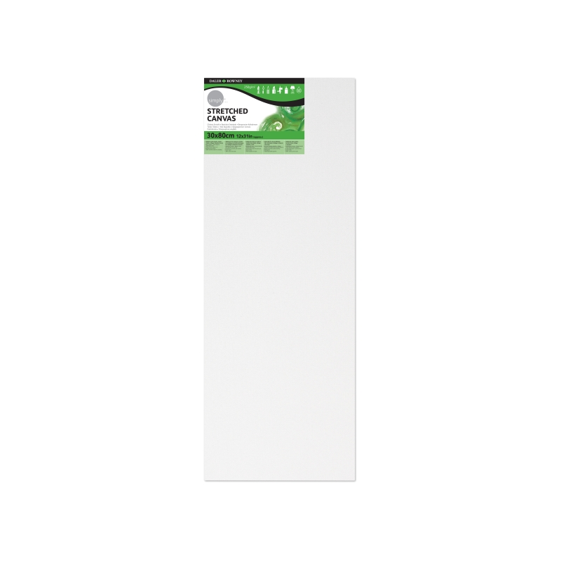 Toile tendue Daler Rowney - 30 x 80 cm - Triple apprêt - Grain moyen - 100 % coton sans acide - 250 g - Blanc