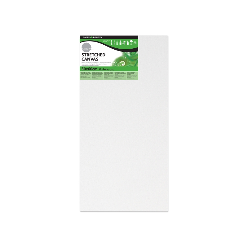 Toile tendue Daler Rowney - 30 x 60 cm - Triple apprêt - Grain moyen - 100 % coton sans acide - 250 g - Blanc
