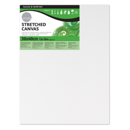 Toile tendue Daler Rowney - 30 x 40 cm - Triple apprêt - Grain moyen - 100 % coton sans acide - 250 g - Blanc