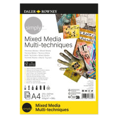 Bloc de papier technique mixte Daler Rowney Simply Glued - A4 - 160 g - 30 feuilles - Blanc