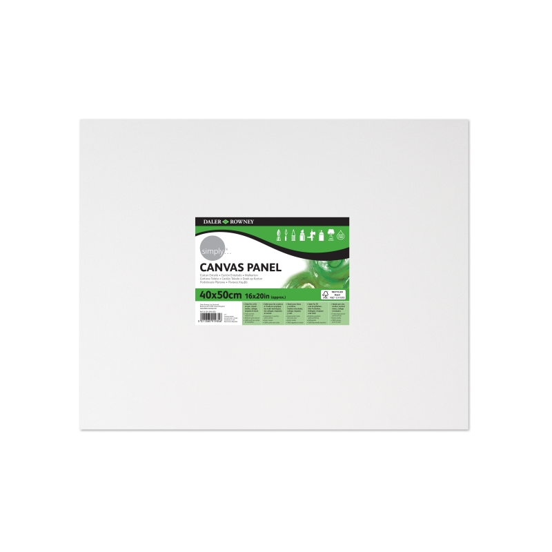 Toile cartonnée Daler Rowney Simply - 250 g - 40 x 50 cm - Triple apprêt - Grain moyen - 100 % coton sans acide - 250 g - Blanc