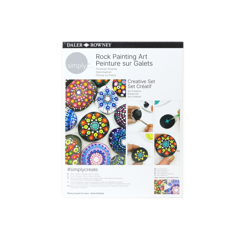 Pack de peinture acrylique Simply Creative de Daler Rowney – Thème art de la peinture rupestre – Boîte en carton – Couleurs