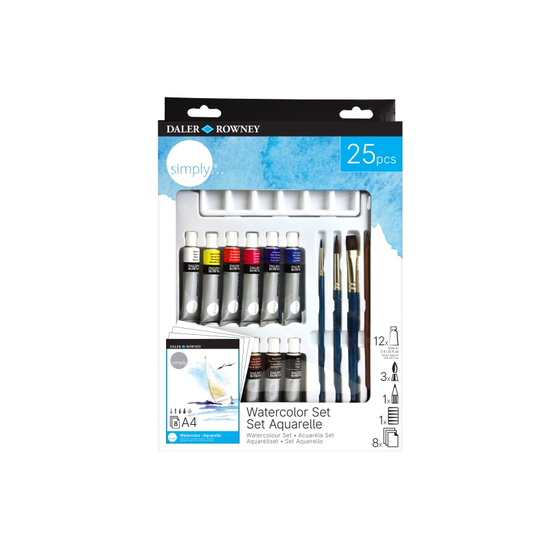 Daler Rowney Simply Pack de 16 pièces - Aquarelle - Couleurs assorties