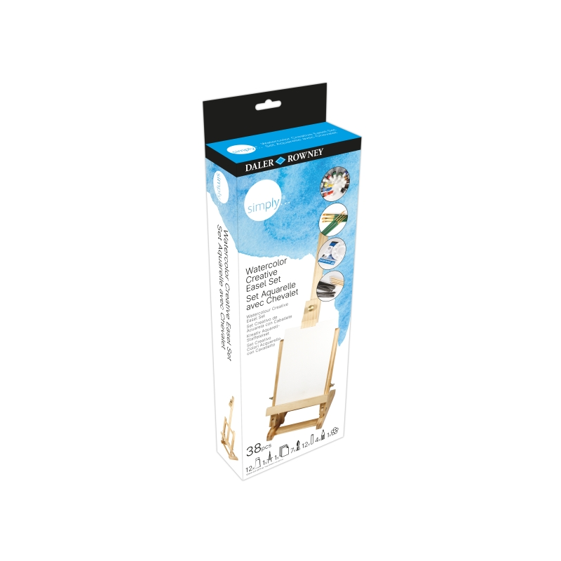 Coffret créatif Daler Rowney Simply 38 pièces - Aquarelle - Chevalet - Couleurs assorties