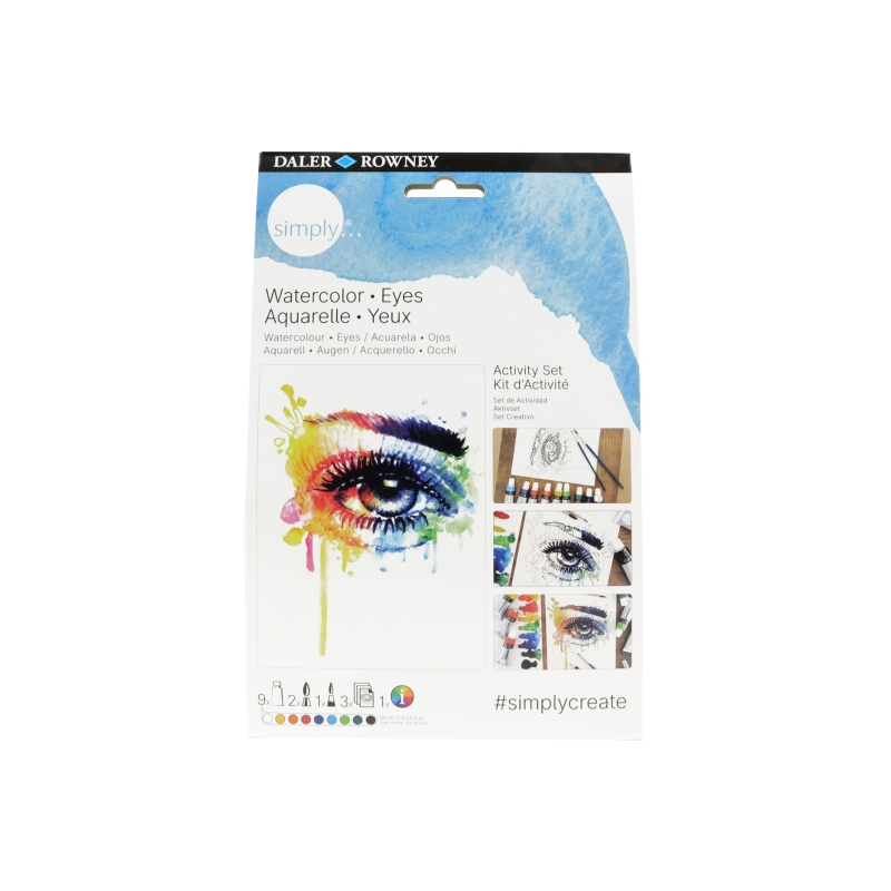 Daler Rowney Simply Activity Pack de 16 pièces - Aquarelle - Thème des yeux - Couleurs assorties
