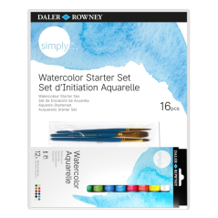 Coffret de démarrage aquarelle Daler Rowney Simply 16 pièces - Couleurs assorties
