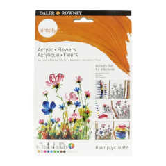 Daler Rowney Simply Activity Pack de 25 pièces - Peinture acrylique - Thème floral - Couleurs assorties
