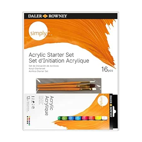 Coffret de peinture acrylique Daler Rowney Simply, 16 pièces, couleurs assorties