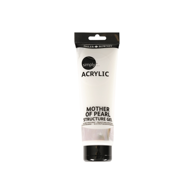 Gel acrylique Daler Rowney Simply Mother of Pearl - Effet nacré - Tube plastique - 250 ml - Blanc