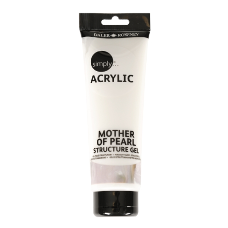 Gel acrylique Daler Rowney Simply Mother of Pearl - Effet nacré - Tube plastique - 250 ml - Blanc