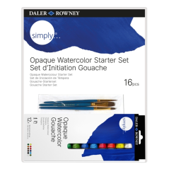 Coffret de démarrage de gouache tempera Daler Rowney Simply, 16 pièces - Couleurs assorties