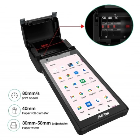 Imprimante PDA AVPos Capturer TC600 6" OctaCore - 4 Go - 128 Go - WIFI BT NFC 4G - 2800 mAh - Scanner de codes-barres 2D