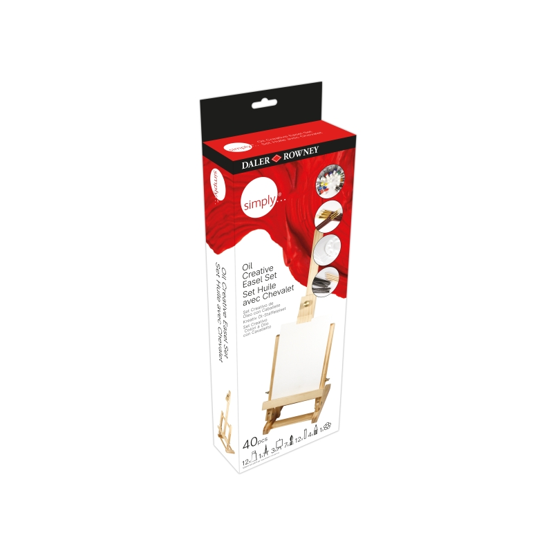 Coffret de 40 peintures à l'huile Simply Creative de Daler Rowney - Chevalet - Couleurs assorties
