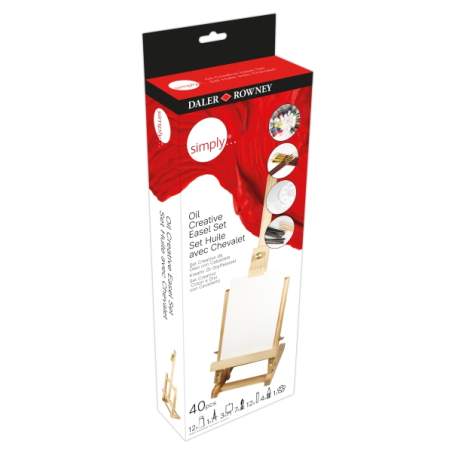 Coffret de 40 peintures à l'huile Simply Creative de Daler Rowney - Chevalet - Couleurs assorties