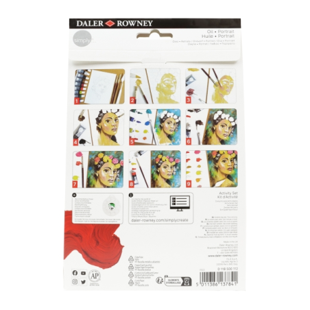 Pack d'activités Daler Rowney Simply (16 pièces) - Peinture à l'huile - Thème portrait - Couleurs assorties