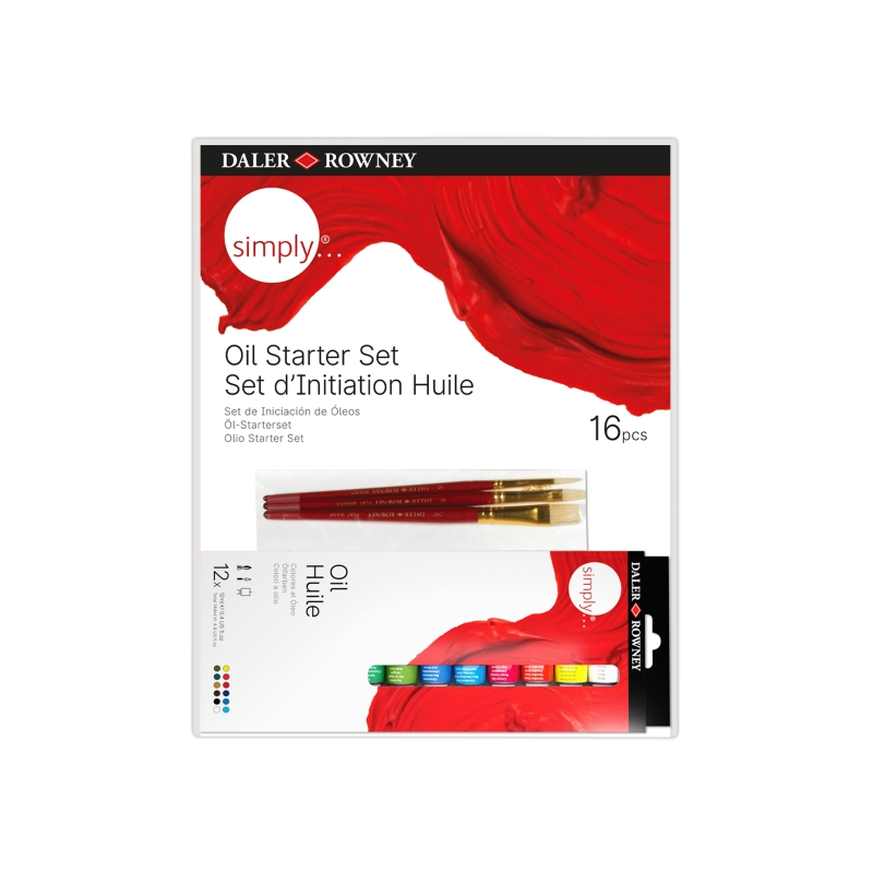 Coffret de peinture à l'huile Daler Rowney Simply, 16 pièces, couleurs assorties