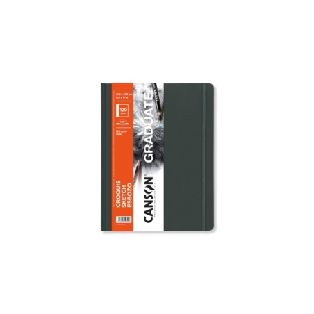Carnet de croquis Canson Graduate 60 feuilles - 21,6 x 27,9 cm - 120 g - Grain fin - Couverture rigide - Blanc
