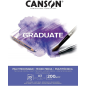 Bloc de 20 feuilles collées Canson Graduate Mix Media A3 200 g - Grain fin - Blanc