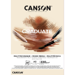 Bloc de 30 feuilles collées Canson Graduate Mix Media - 220 g - Grain fin - Couleur ocre