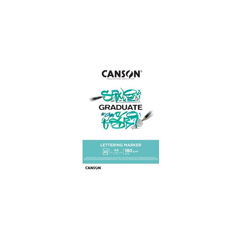 Bloc de marqueurs de lettrage Canson Graduate, 20 feuilles, A3, 180 g, finition satinée, blanc