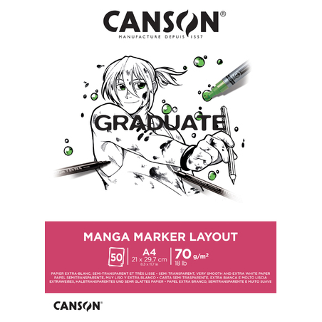 Bloc de 20 feuilles A4 Canson Graduate Manga Layout - 70 g - Extra lisse - Blanc