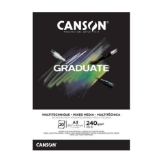 Bloc de 20 feuilles A4 Canson Graduate Mix Media - 240 g - Grain fin - Noir