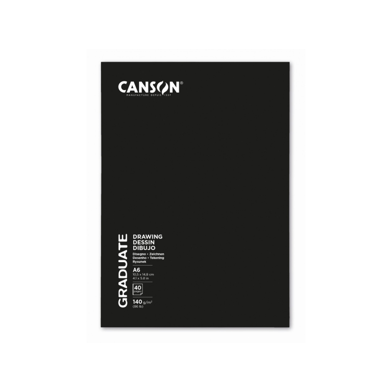 Cahier Canson Graduate Dessin et Croquis agrafé 20 feuilles A6 - 140 g - Grain fin - Blanc