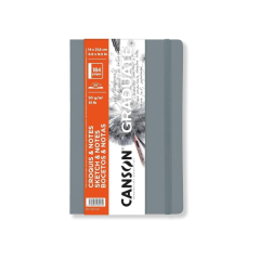 Carnet de croquis Canson Graduate 92 feuilles - 14 x 21,6 cm - 90 g - Grain fin - Couverture souple - Gris clair