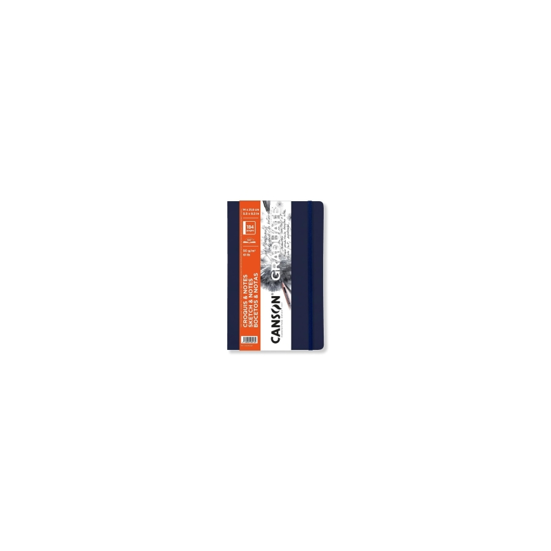 Carnet de croquis Canson Graduate 92 feuilles - 14 x 21,6 cm - 90 g - Grain fin - Couverture souple - Bleu foncé