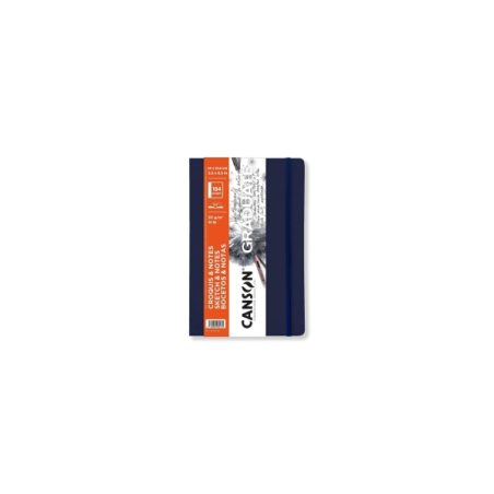 Carnet de croquis Canson Graduate 92 feuilles - 14 x 21,6 cm - 90 g - Grain fin - Couverture souple - Bleu foncé