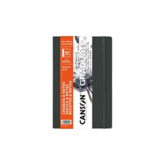 Carnet de croquis Canson Graduate 92 feuilles - 14 x 21,6 cm - 90 g - Grain fin - Couverture rigide - Gris foncé