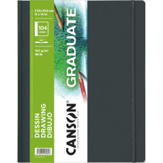 Cahier de dessin Canson Graduate 52 feuilles - 27,9 x 35,6 cm - 160 g - Grain fin - Blanc