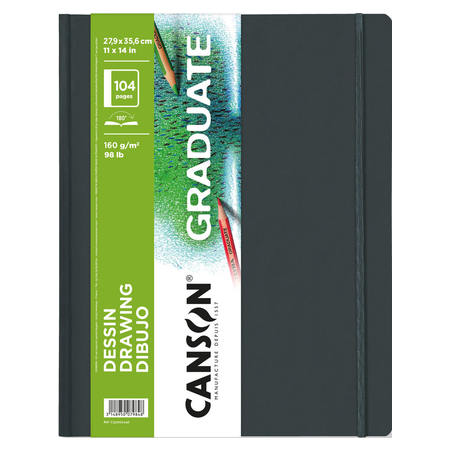 Cahier de dessin Canson Graduate 52 feuilles - 27,9 x 35,6 cm - 160 g - Grain fin - Blanc