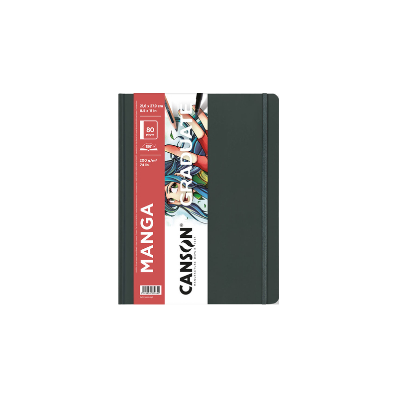 Cahier Manga Canson Graduate 40 feuilles - 21,6 x 27,9 cm - 200 g - Grain lisse - Blanc