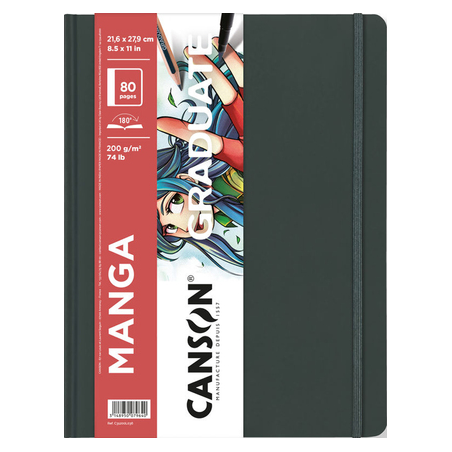 Cahier Manga Canson Graduate 40 feuilles - 21,6 x 27,9 cm - 200 g - Grain lisse - Blanc