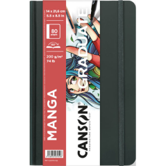 Cahier Manga Canson Graduate 40 feuilles - 14 x 21,6 cm - 200 g - Grain lisse - Blanc