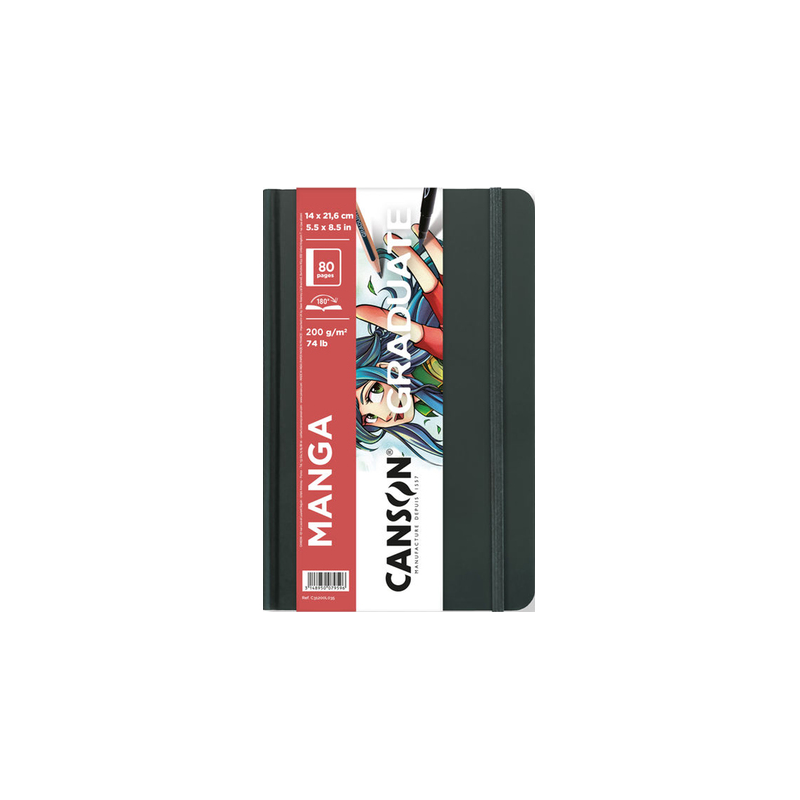 Cahier Manga Canson Graduate 40 feuilles - 14 x 21,6 cm - 200 g - Grain lisse - Blanc