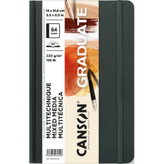 Cahier Canson Graduate Mix Media 32 feuilles - 14 x 21,6 cm - 220 g - Grain fin - Couleur ocre