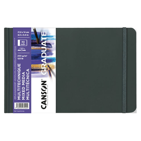 Cahier Canson Graduate Mix Media - 36 feuilles 21,6 x 14 cm - 200 g - Grain fin - Blanc