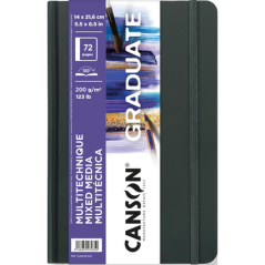Cahier Canson Graduate Mix Media - 36 feuilles 14 x 21,6 cm - 200 g - Grain fin - Blanc