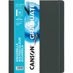 Carnet d'aquarelle Canson Graduate 28 feuilles - 21,6 x 27,9 cm - 250 g - Grain fin - Blanc