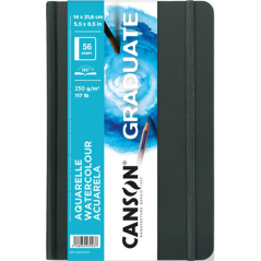 Carnet d'aquarelle Canson Graduate 28 feuilles - 14 x 21,6 cm - 250 g - Grain fin - Blanc