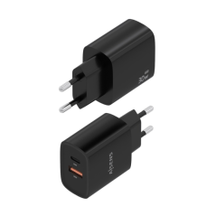 Chargeur Aisens GaN 30 W - USB-C PD3.0 - Technologie IA pour détecter le protocole et la vitesse de charge - Noir